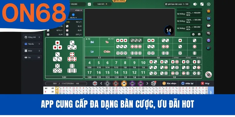 App cung cấp đa dạng bàn cược, ưu đãi hot